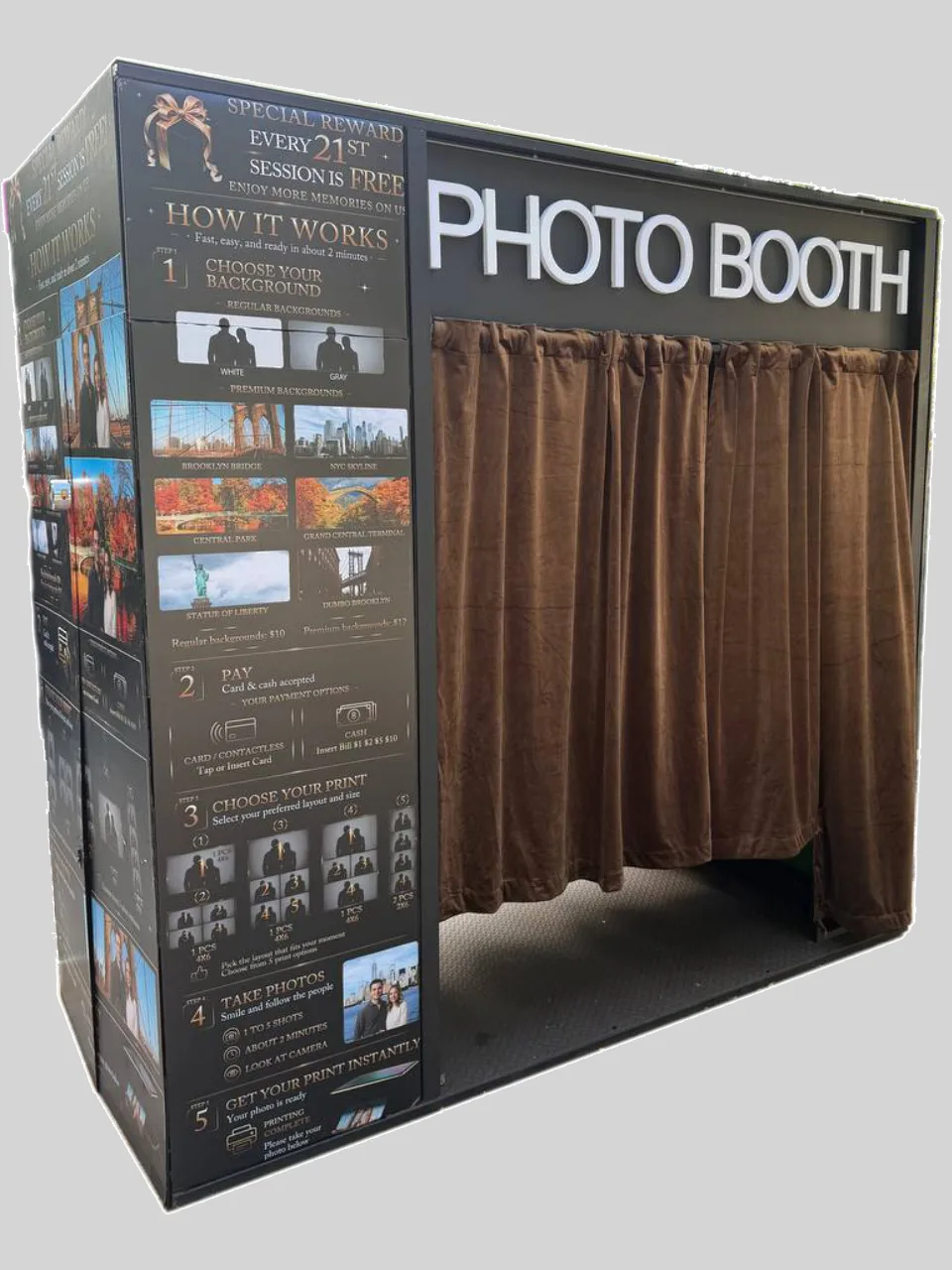 Front three-quarter view of the photo booth